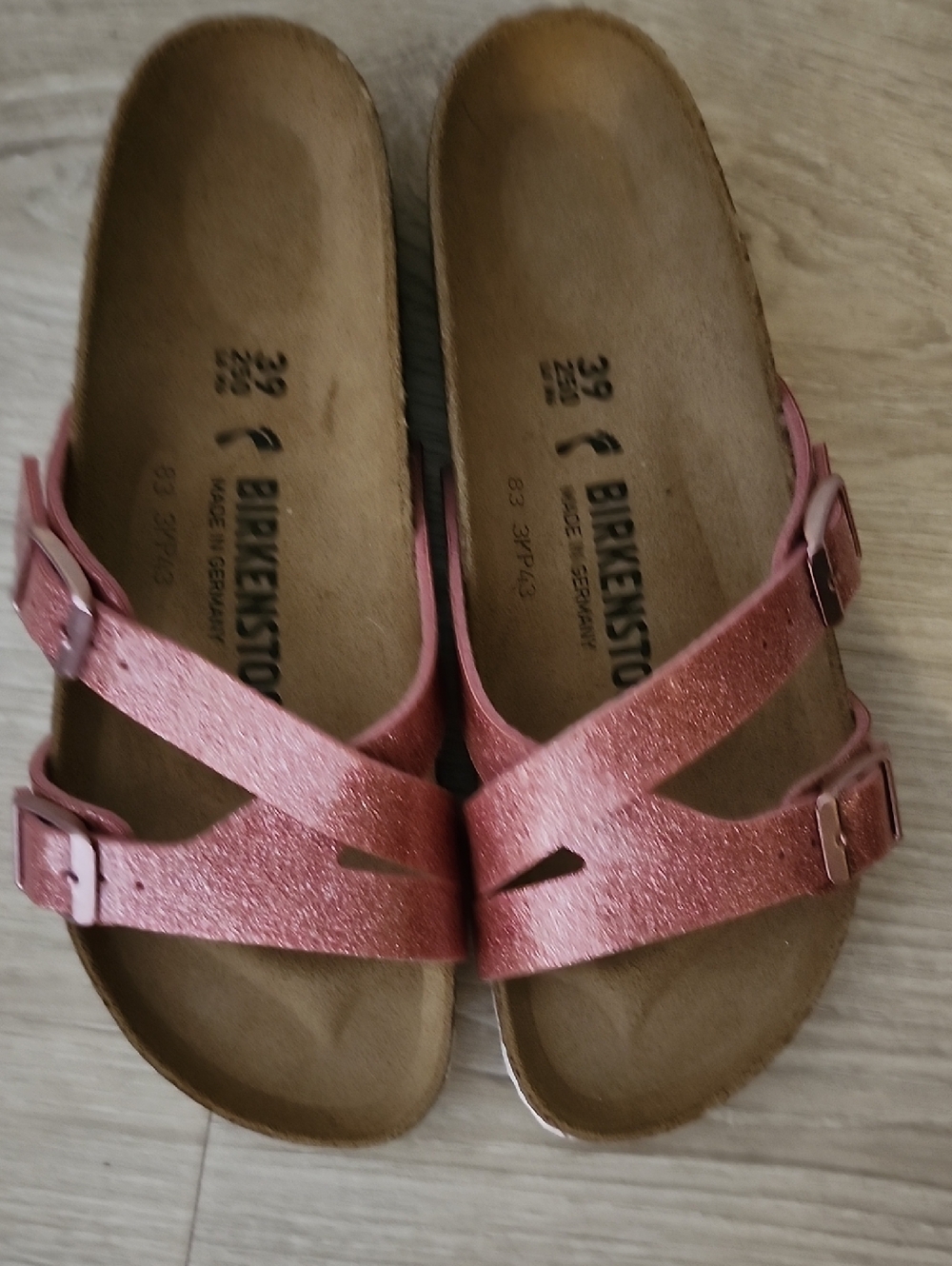 Birkenstock Women's Pink Metallic Madrid Crossover Sandals